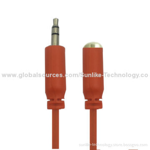 Audio Extension Cable, Molding, Nickel-plated, Half-shiny, Half Matte, Flat Line, 3.5SP Male-female